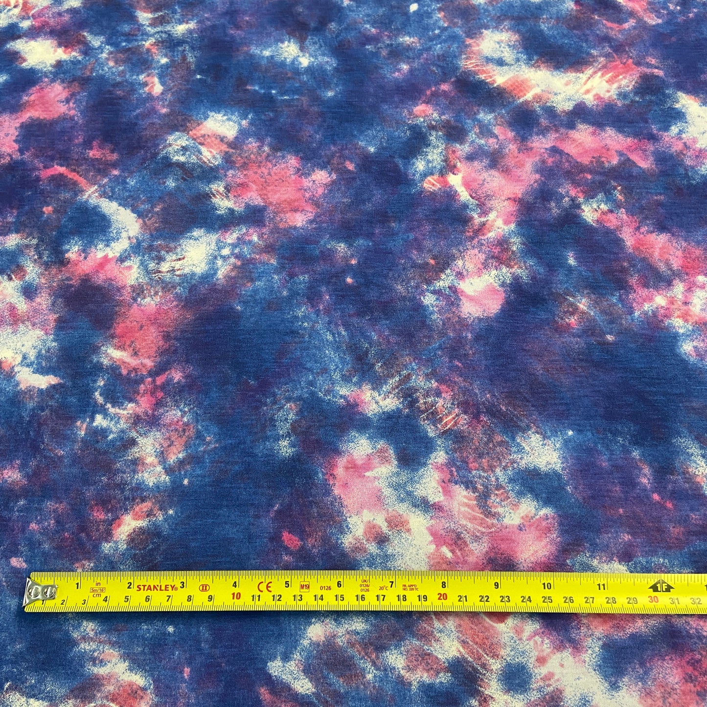 FS676 Blue Tie Dye | Fabric | Blue, drape, elastane, Fabric, fashion fabric, jersey, making, mono chrome, Pastel, Pink, SALE, sewing, stretch, Stretchy, Tie Dye, Viscose, Viscose Elastane, Water Colour | Fabric Styles