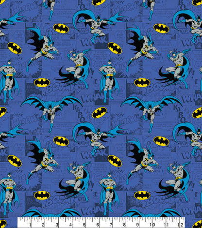 FS636_4 Batman Comics Blue Cotton | Fabric | Batman, Blue, Brand, Branded, Children, comic, comics, Cotton, Cotton SALE, dc, drape, Fabric, fashion fabric, hero, Kids, Light blue, logo, making, superhero | Fabric Styles