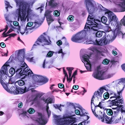 FS205_1 Purple Cats | Animal, Cat, Cats, children's, Conversational, drape, Fabric, fabricstyles, fashion fabric, Kids, Kiten, Kittens, Light Pink, making, Purple, Scuba | Fabric Styles