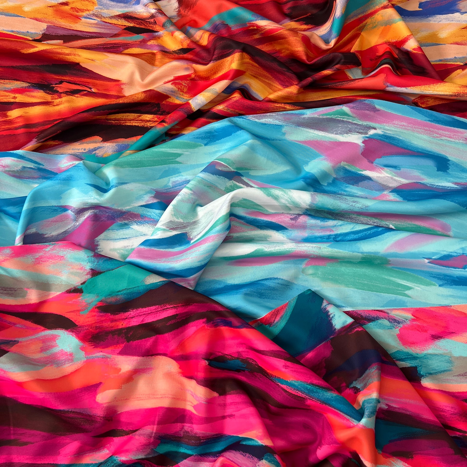 FS1082 Blissful Scuba Stretch Fabric | Fabric | Colourful, drape, Fabric, fashion fabric, Nude, paint, paint strokes, Scuba, sewing, Stretchy, tie dye | Fabric Styles