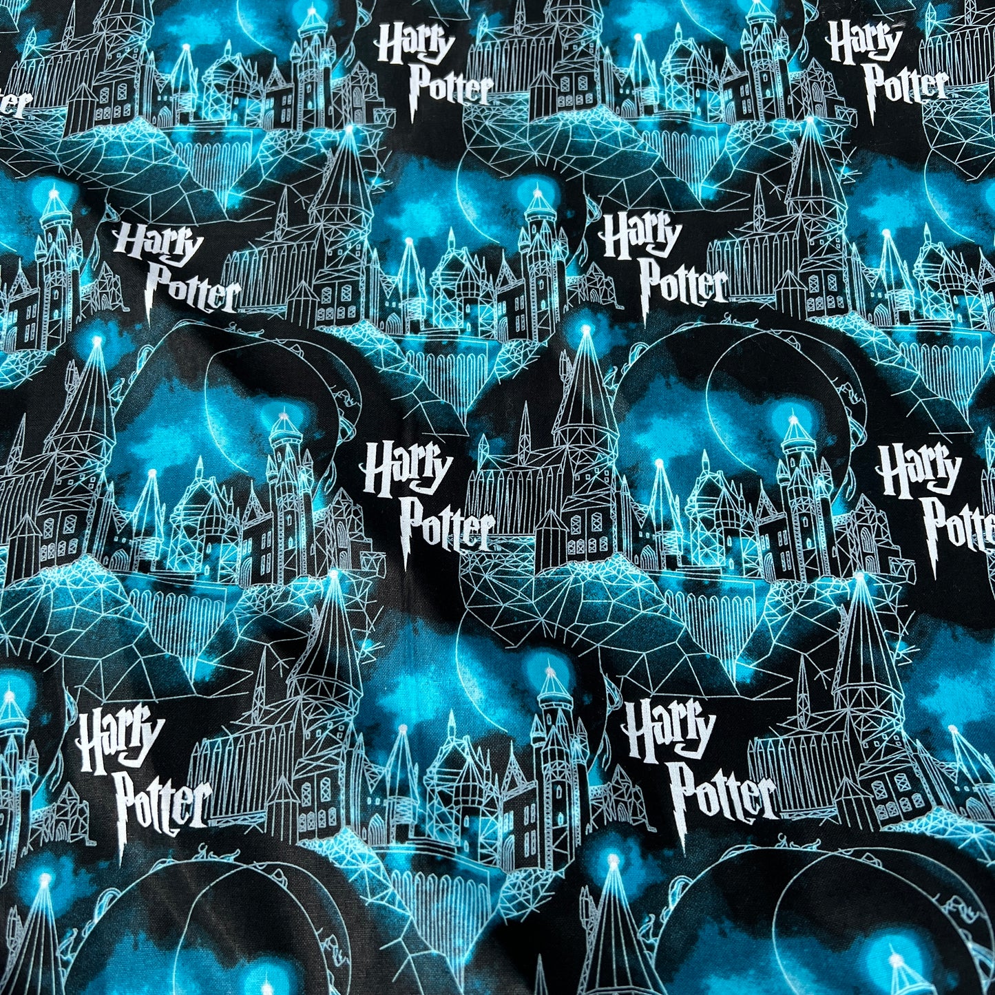 FS635_20 Harry Potter Hogwarts Moon Cotton Fabric | Fabric | Blue, Children, Cotton, Fabric, FS635, Harry Potter, Hogwarts, Moon | Fabric Styles