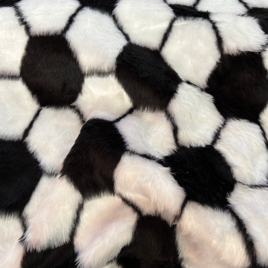 FS1110 Football Fur Fabric | Fabric | Black, blanket, Children, Comfort, Cow, Cuddle, Cuddly, drape, Fabric, fashion fabric, Fleece, football, Fur, Kids, making, pets, Polyester, Sale, sewing, Skirt, soccer, throw, White | Fabric Styles