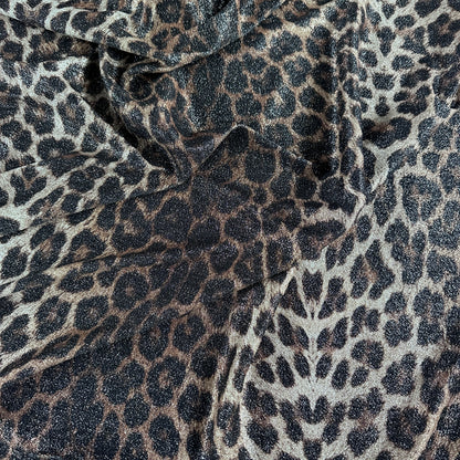 FS005_1 Leopard Animal Print Shiny Lurex Stretch Knit Fabric Gold Brown | Fabric | Animal, Brown, drape, Dress, elastane, fabric, fashion fabric, Glitter, High Fashion, jersey, leopard, Lurex, making, material, new, polyester, sewing, Shiny, Stretch | Fabric Styles