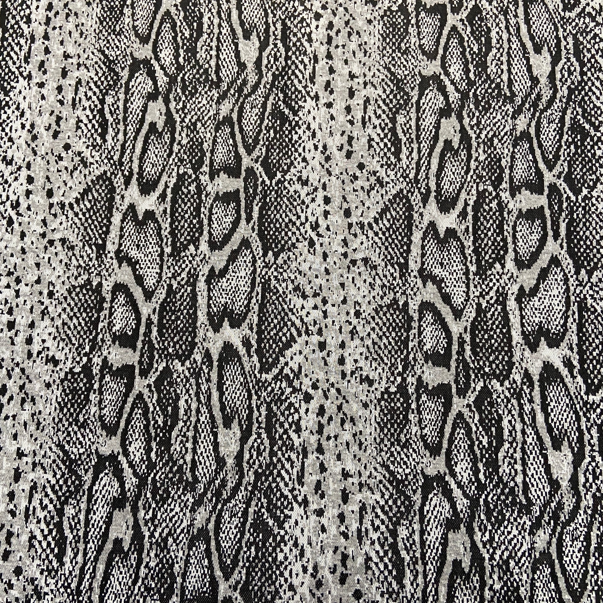 FS720 Jacquard Snake Skin Stretch Knit Fabric Grey | Fabric | animal, drape, Elastane, Fabric, fashion fabric, Knitwear, Loose Knit, Nude, Pink, Polyester, sewing, snake, Soft, Stretchy | Fabric Styles